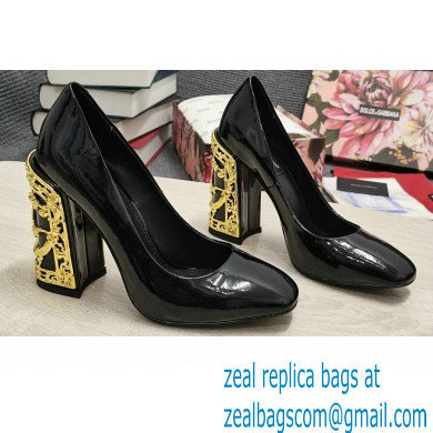 Dolce & Gabbana Logo Heel 10.5cm Patent leather Pumps Black 2022